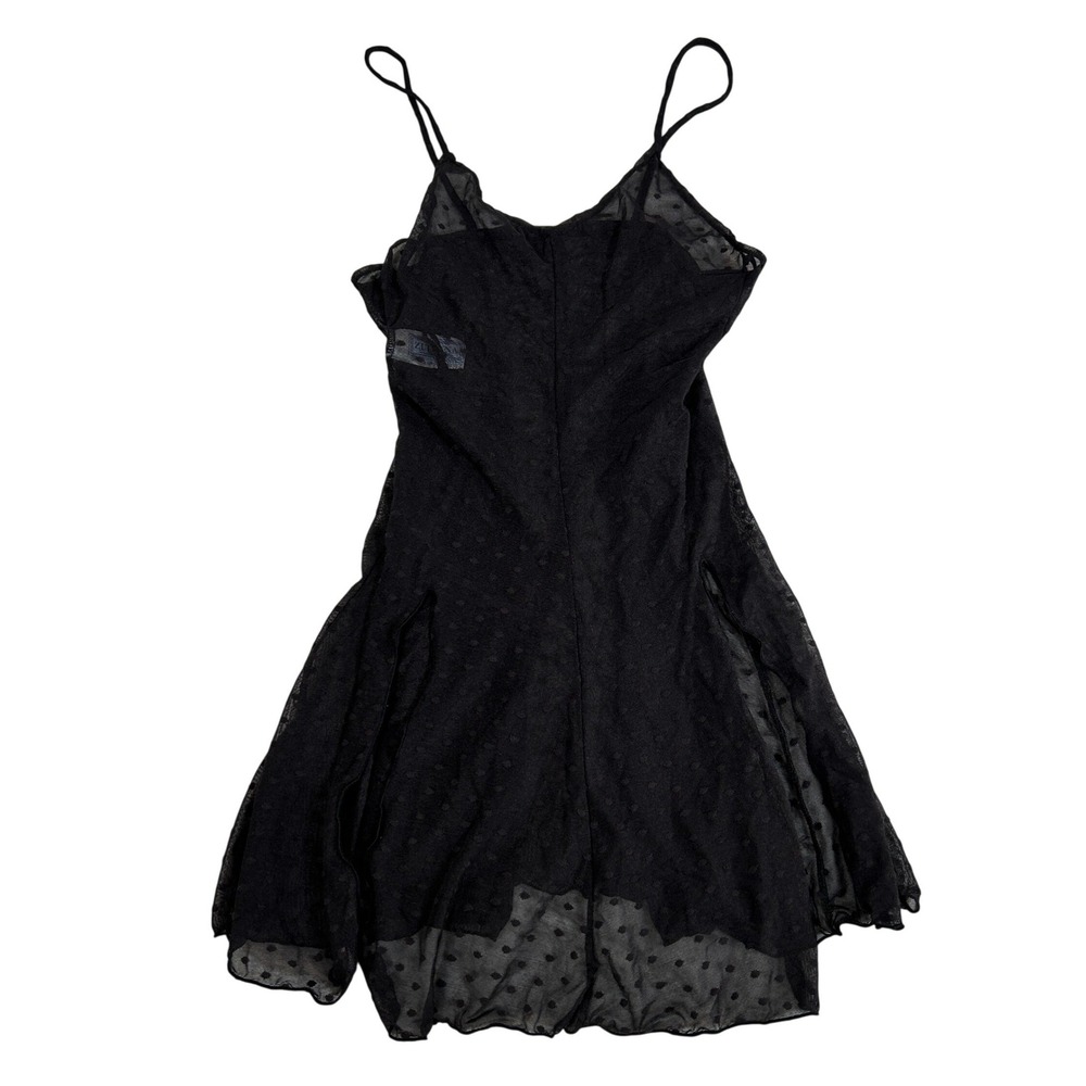 Zuliana VTG Womens Black Sheer Polka Dot Mesh Swim Cover Up Dress Small Made USA